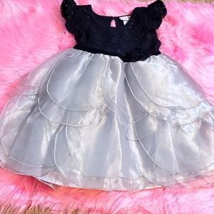 Little Lass Girls dress, size 3T, navy and silver